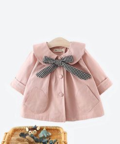 Manteau d’hiver avec nœud à carreau pour bébé