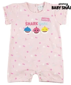 Barboteuse à manches courtes baby shark rose