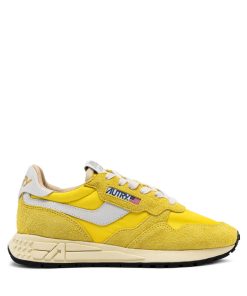 AUTRY – Basket Reelwind en daim et nylon jaune et blanc