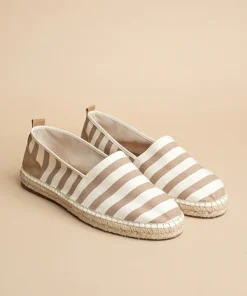 Espadrille taupe stripes x white