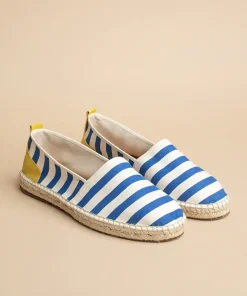 Espadrille blue stripes x yellow
