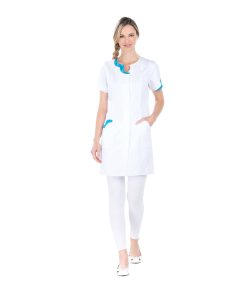 Blouse blanche 3/4 MC CLARA BLANC TURQUOISE